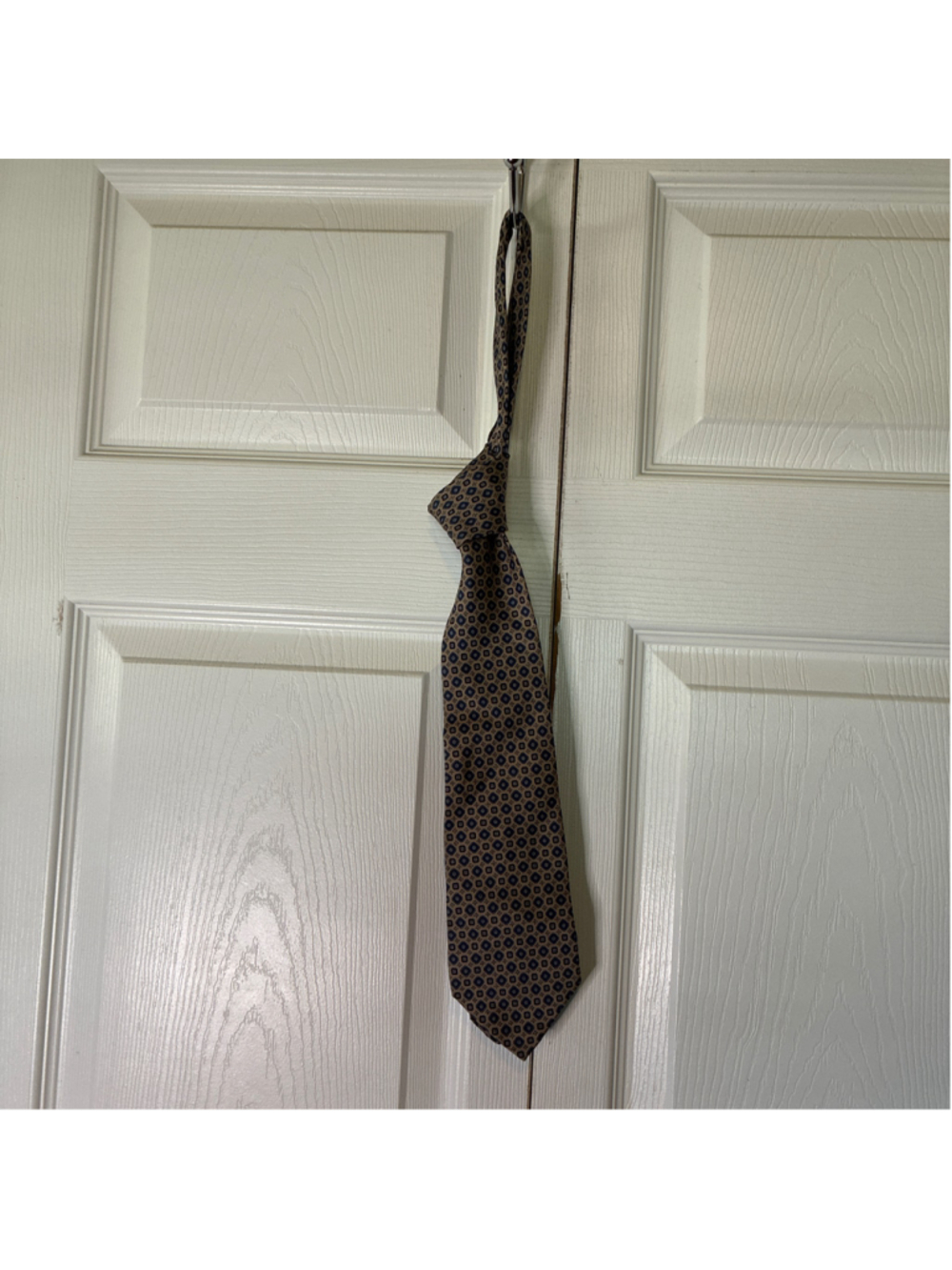 Men's Coburne Square Silk Tie One Size Brown Blue Patterned